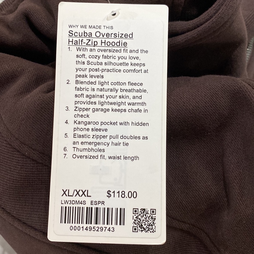 Lululemon Scuba Oversized Half Zip Hoodie Espresso - Picture 4 of 7